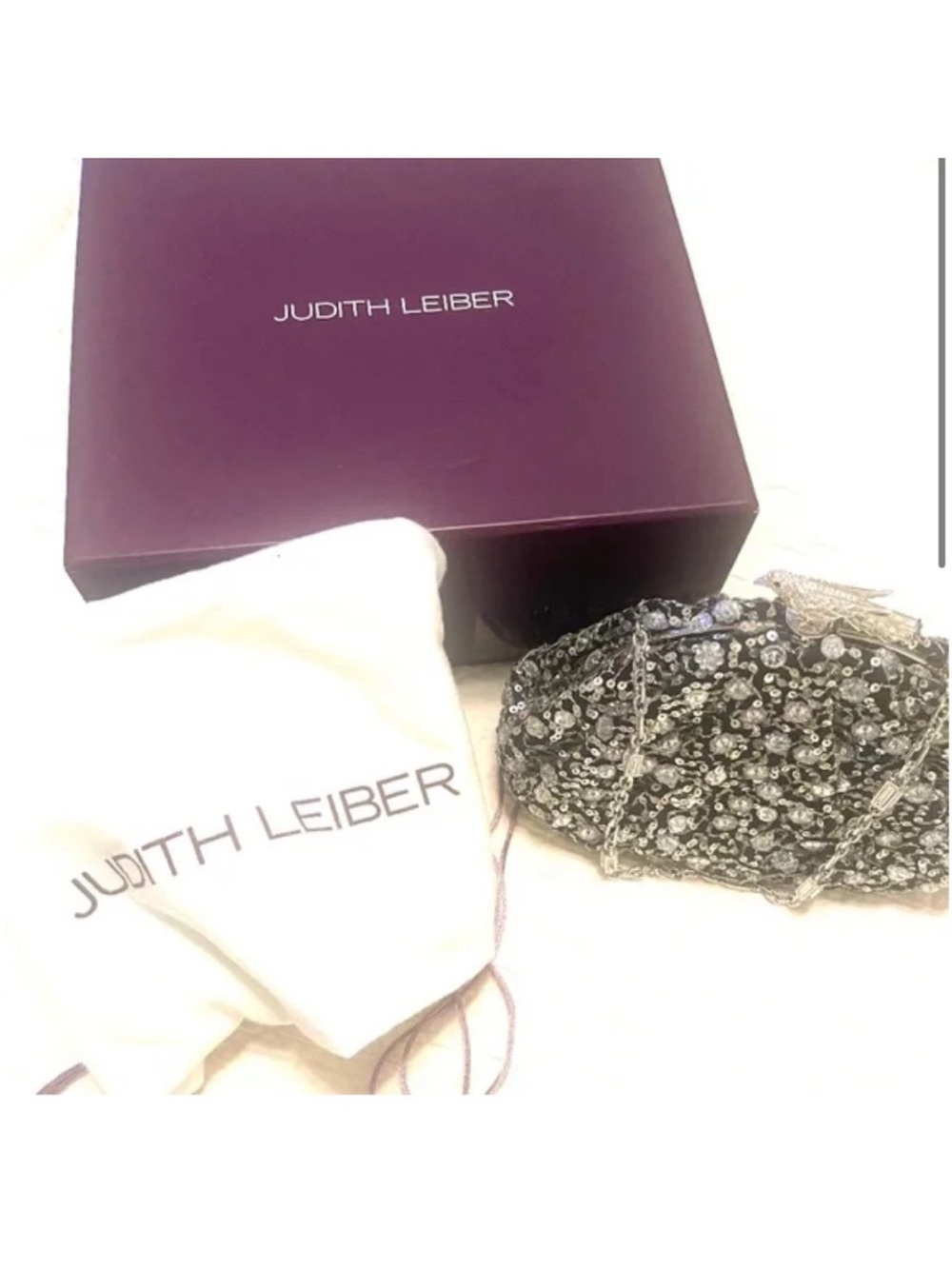 Judith Leiber Silver Crystal Evening Minaudière